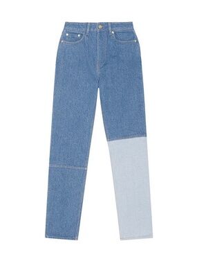 GANNI Swigy color block jeans in Mid Blue size 31 BNWT!